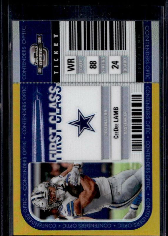 CeeDee Lamb 2024 Contenders Optic #FCT-CLB First Class Ticket - Gold /10 RAW