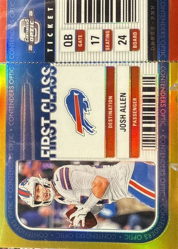 Josh Allen 2024 Contenders Optic #FCT-JAN First Class Ticket - Gold /10 RAW