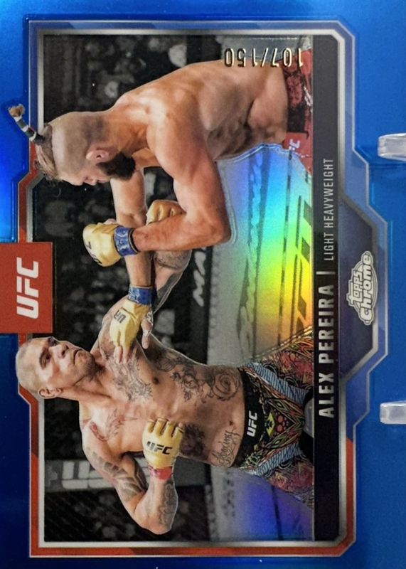 Alex Pereira 2025 Topps Chrome UFC #2 Blue Refractor /150 RAW
