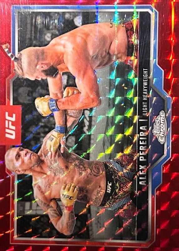 Alex Pereira 2025 Topps Chrome UFC #2 Red Geometric Refractor /5 RAW