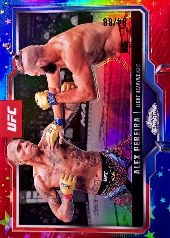 Alex Pereira 2025 Topps Chrome UFC #2 Red White Blue Refractor /88 RAW