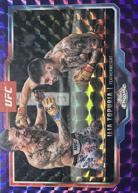 Ilia Topuria 2025 Topps Chrome UFC #43 Purple Geometric Refractor /10 RAW