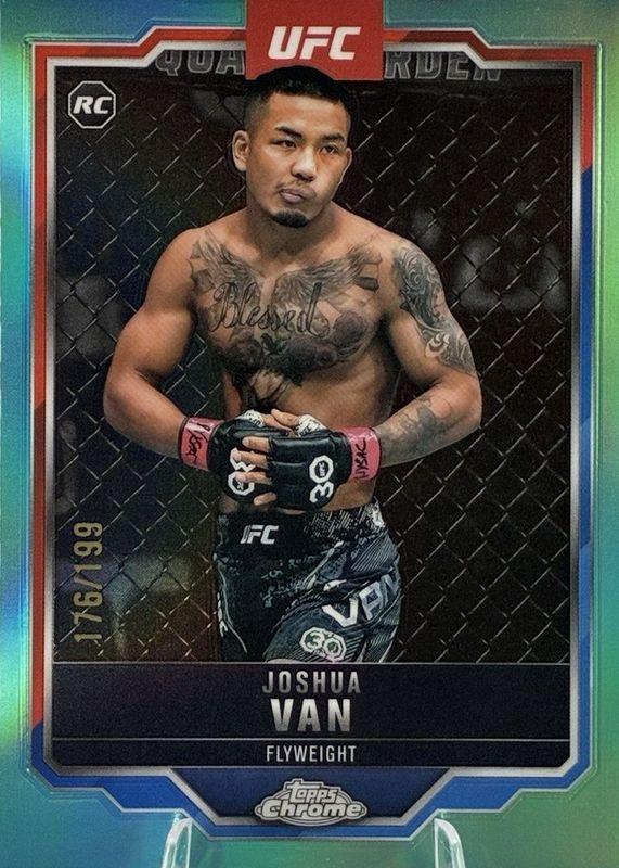 Joshua Van 2025 Topps Chrome UFC #136 Aqua Refractor /199 Rookie RAW