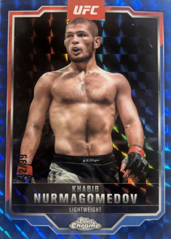 Khabib Nurmagomedov 2025 Topps Chrome UFC #36 Blue Geometric Refractor /99 RAW