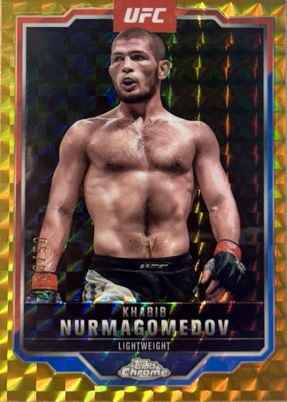 Khabib Nurmagomedov 2025 Topps Chrome UFC #36 Gold Geometric Refractor /50 RAW