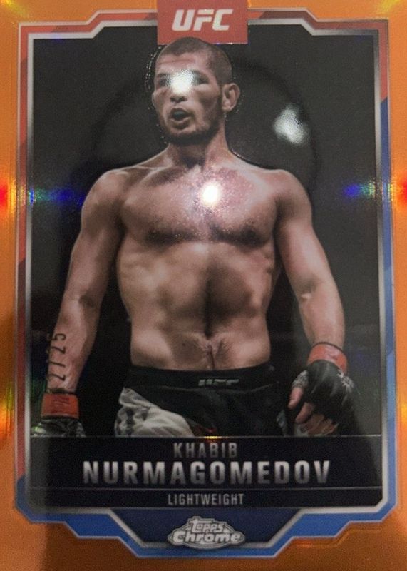 Khabib Nurmagomedov 2025 Topps Chrome UFC #36 Orange Refractor /25 RAW