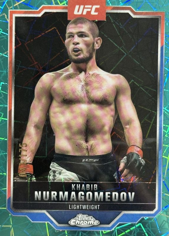 Khabib Nurmagomedov 2025 Topps Chrome UFC #36 Teal Lazer Refractor /175 RAW