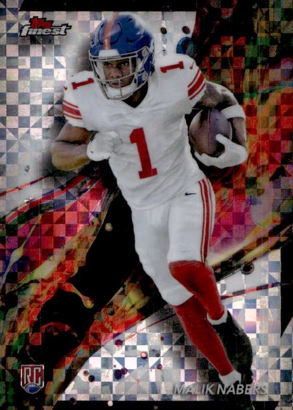 Malik Nabers 2024 Topps Finest #90 Common - Checkerboard Refractor Rookie RAW