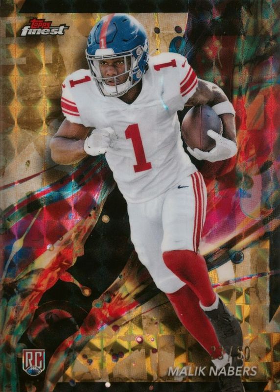 Malik Nabers 2024 Topps Finest #90 Common - Gold Geometric Refractor /50 Rookie RAW