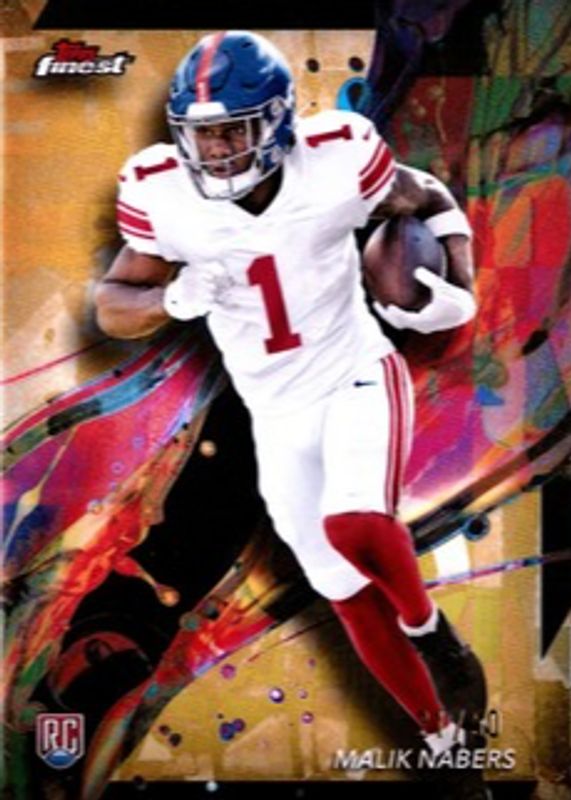 Malik Nabers 2024 Topps Finest #90 Common - Gold Refractor /50 Rookie RAW