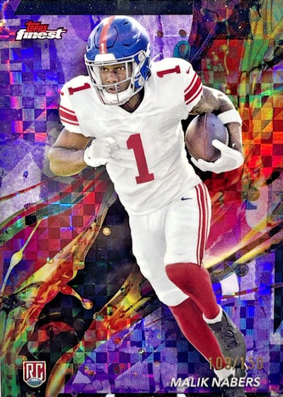 Malik Nabers 2024 Topps Finest #90 Common - Purple Checkerboard Refractor /150 Rookie RAW