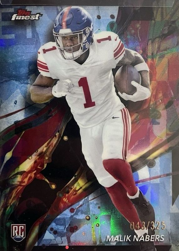 Malik Nabers 2024 Topps Finest #90 Common - Sky Blue Refractor /325 Rookie RAW