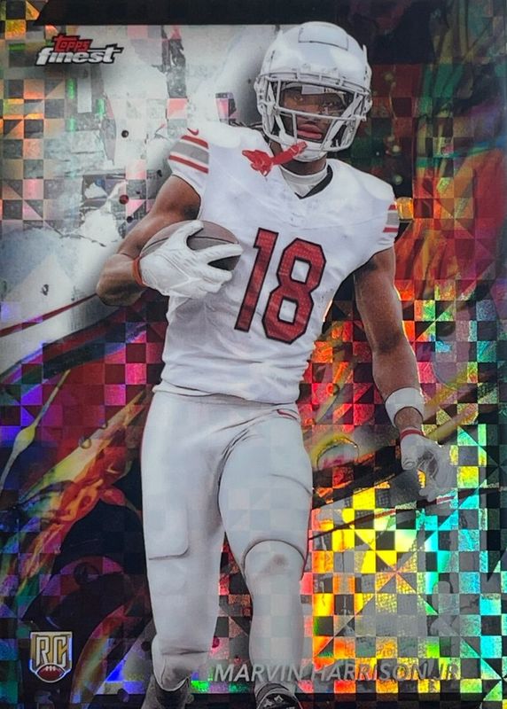 Marvin Harrison Jr. 2024 Topps Finest #89 Common - Checkerboard Refractor Rookie RAW