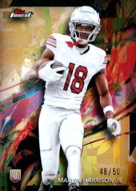 Marvin Harrison Jr. 2024 Topps Finest #89 Common - Gold Refractor /50 Rookie RAW