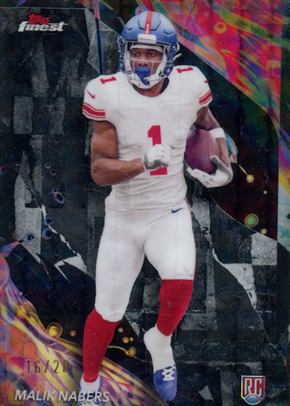 Malik Nabers 2024 Topps Finest #190 Uncommon - Black Refractor /20 Rookie RAW