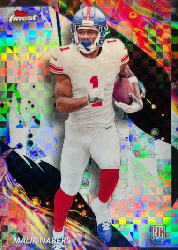 Malik Nabers 2024 Topps Finest #190 Uncommon - Checkerboard Refractor Rookie RAW