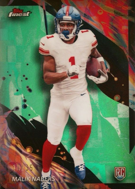 Malik Nabers 2024 Topps Finest #190 Uncommon - Green Refractor /35 Rookie RAW