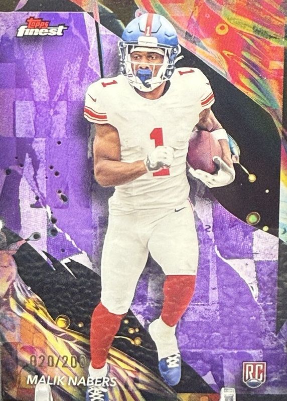 Malik Nabers 2024 Topps Finest #190 Uncommon - Purple Refractor /200 Rookie RAW
