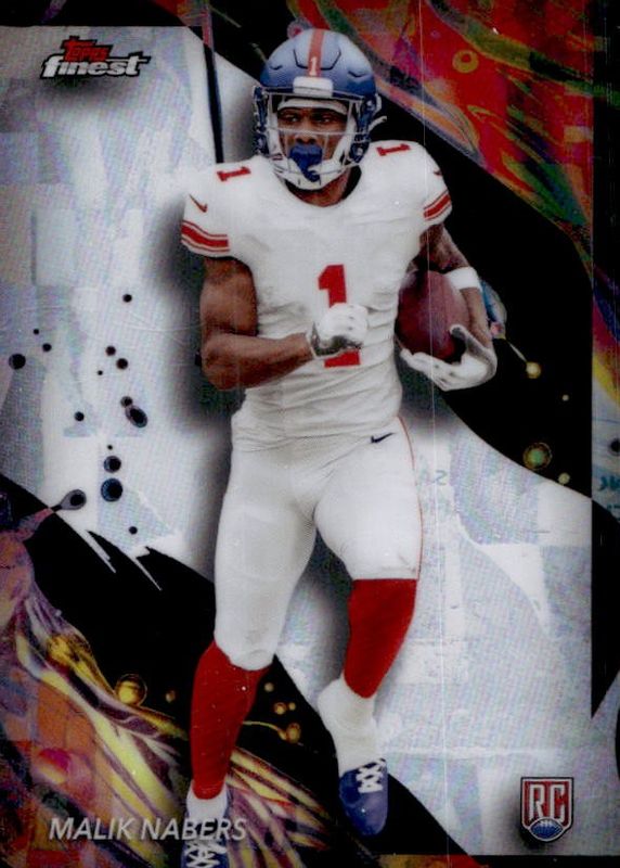Malik Nabers 2024 Topps Finest #190 Uncommon - Refractor Rookie RAW