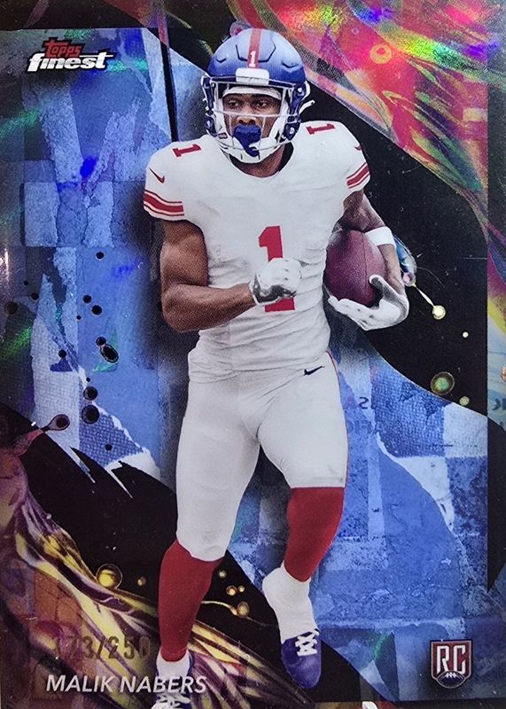 Malik Nabers 2024 Topps Finest #190 Uncommon - Sky Blue Refractor /250 Rookie RAW