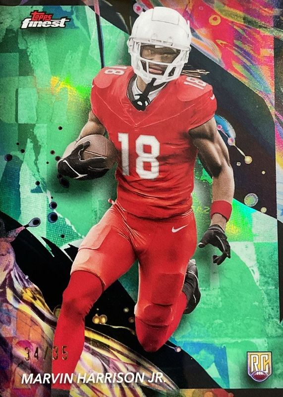 Marvin Harrison Jr. 2024 Topps Finest #189 Uncommon - Green Refractor /35 Rookie RAW