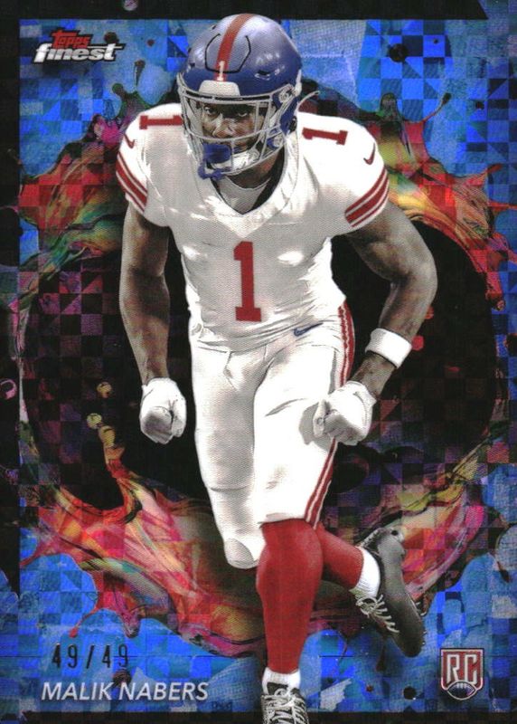 Malik Nabers 2024 Topps Finest #269 Rare - Blue Checkerboard Refractor /49 Rookie RAW