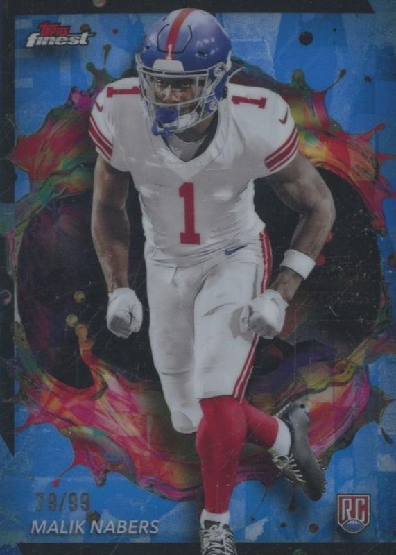 Malik Nabers 2024 Topps Finest #269 Rare - Blue Refractor /99 Rookie RAW