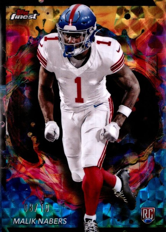 Malik Nabers 2024 Topps Finest #269 Rare - Oil Spill Geometric Refractor /10 Rookie RAW