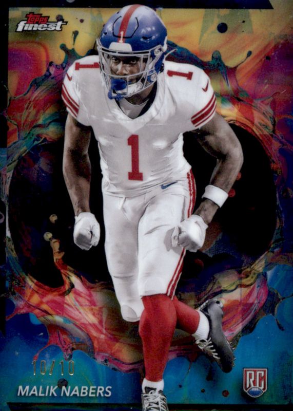 Malik Nabers 2024 Topps Finest #269 Rare - Oil Spill Refractor /10 Rookie RAW