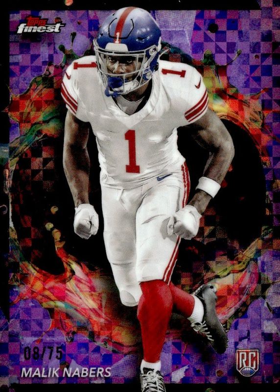 Malik Nabers 2024 Topps Finest #269 Rare - Purple Checkerboard Refractor /75 Rookie RAW