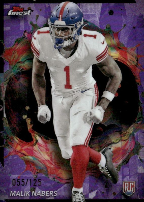 Malik Nabers 2024 Topps Finest #269 Rare - Purple Refractor /125 Rookie RAW