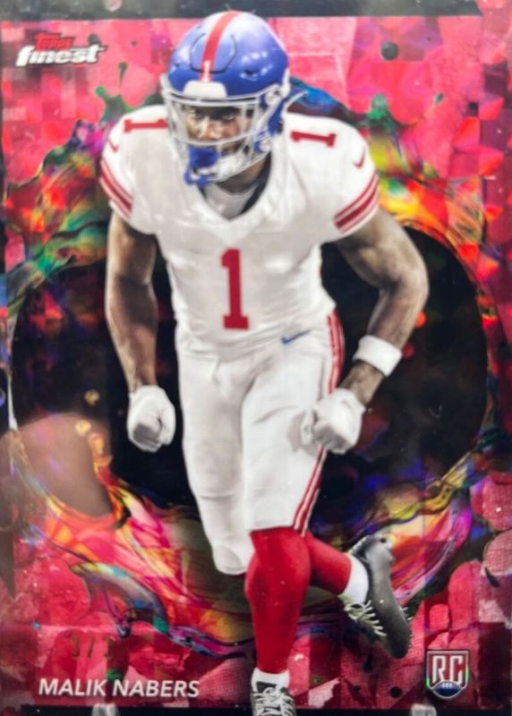 Malik Nabers 2024 Topps Finest #269 Rare - Red Geometric Refractor /3 Rookie RAW