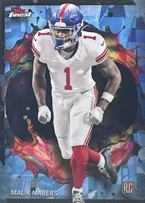 Malik Nabers 2024 Topps Finest #269 Rare - Sky Blue Refractor /150 Rookie RAW