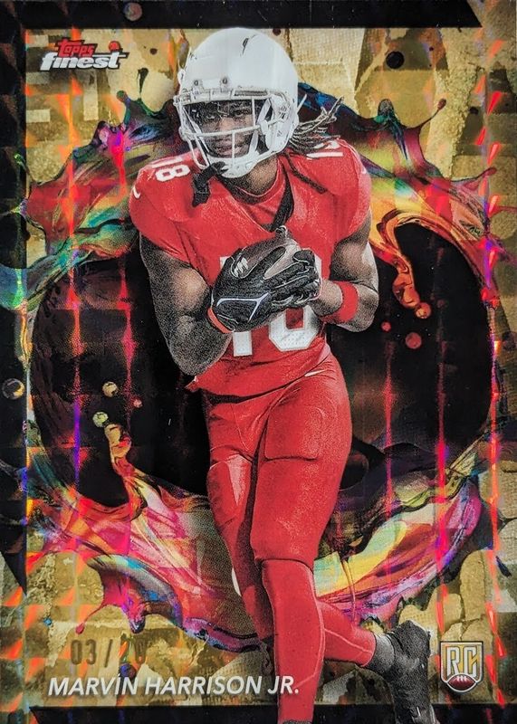 Marvin Harrison Jr. 2024 Topps Finest #268 Rare - Gold Geometric Refractor /20 Rookie RAW