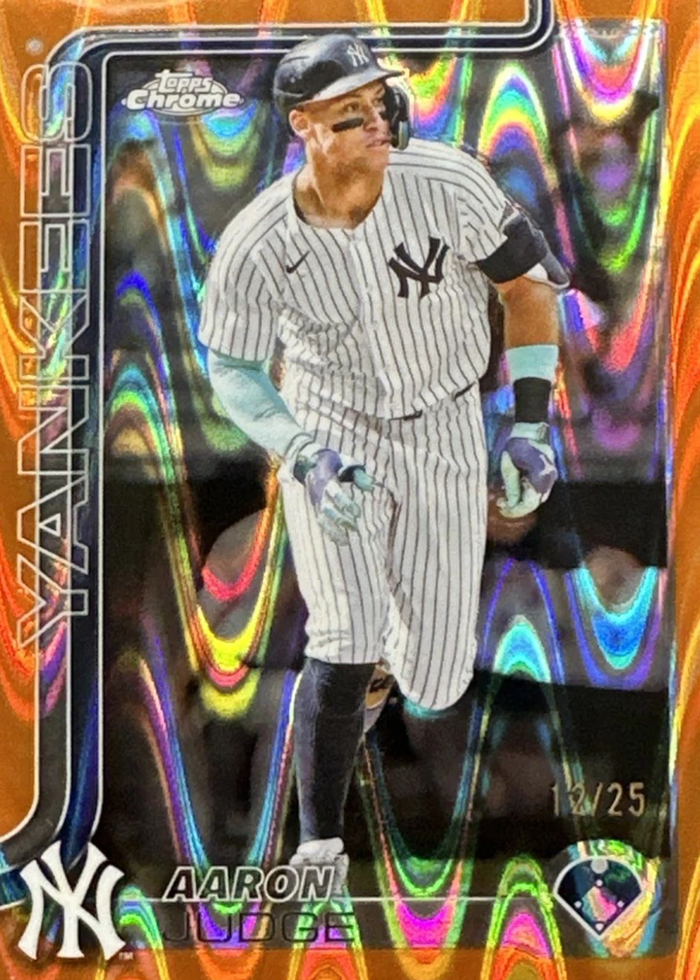 Aaron Judge 2025 Topps Chrome #99 Orange RayWave Refractor /25