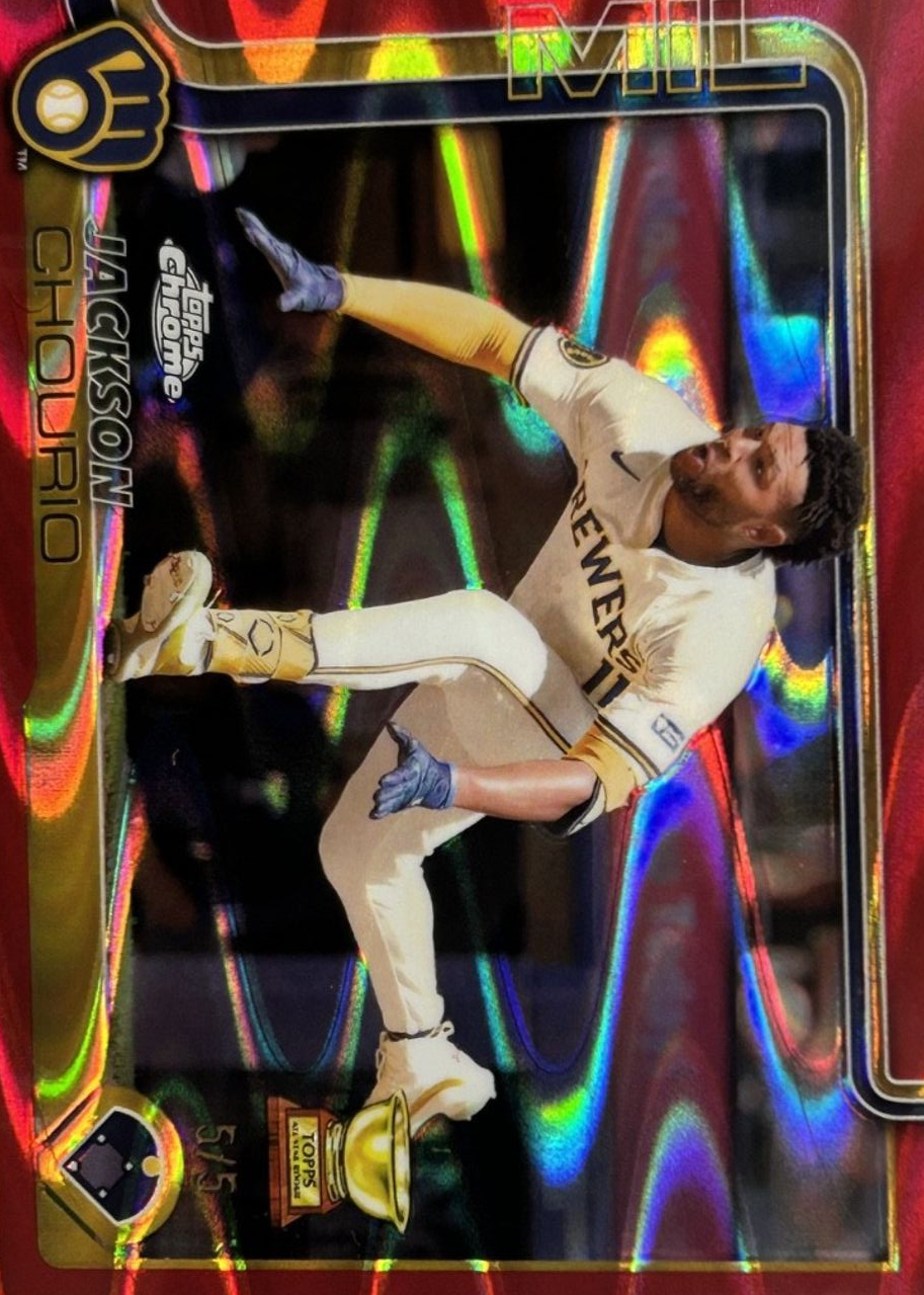 Jackson Chourio 2025 Topps Chrome #262 Red RayWave Refractor /5