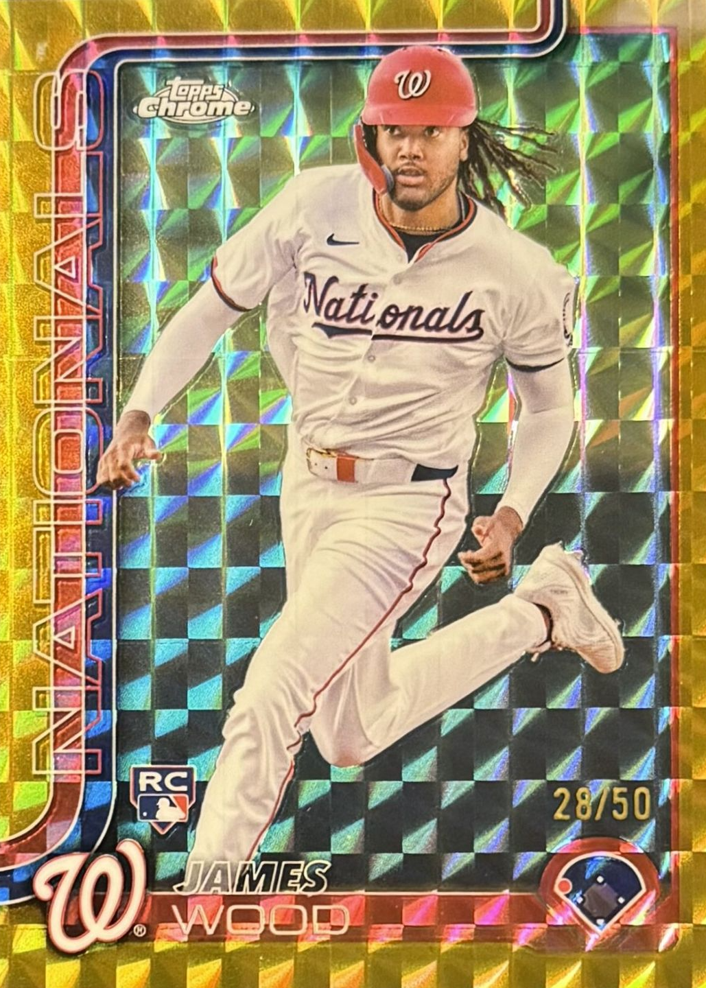 James Wood 2025 Topps Chrome #132 Gold Geometric Refractor /50