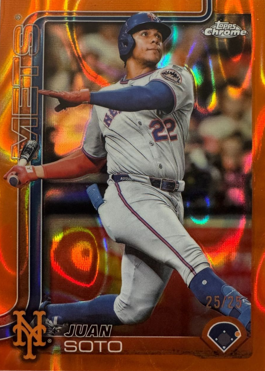 Juan Soto 2025 Topps Chrome #200 Orange Lava Refractor /25 Price