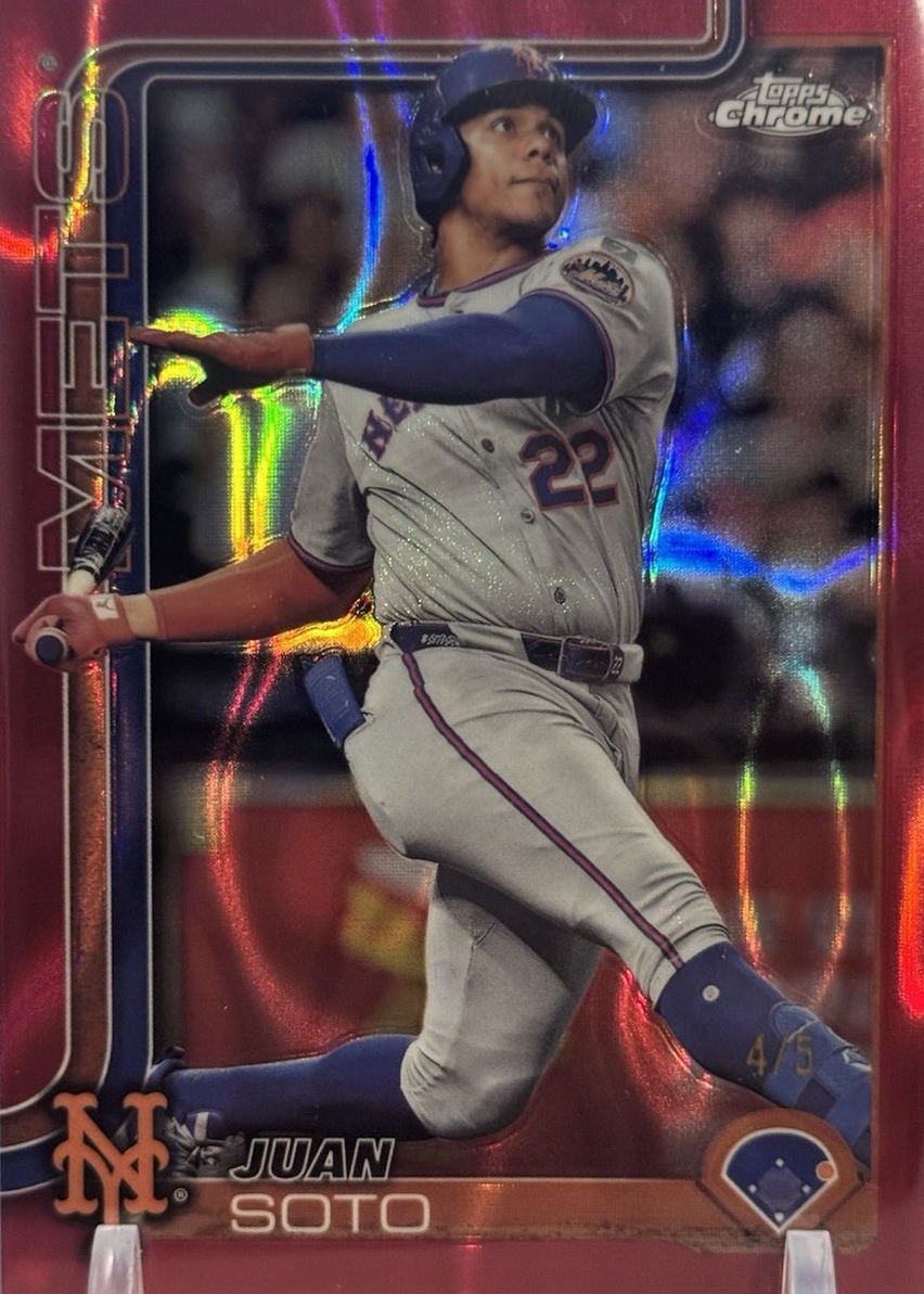 Juan Soto 2025 Topps Chrome #200 Red Lava Refractor /5 Price Guide