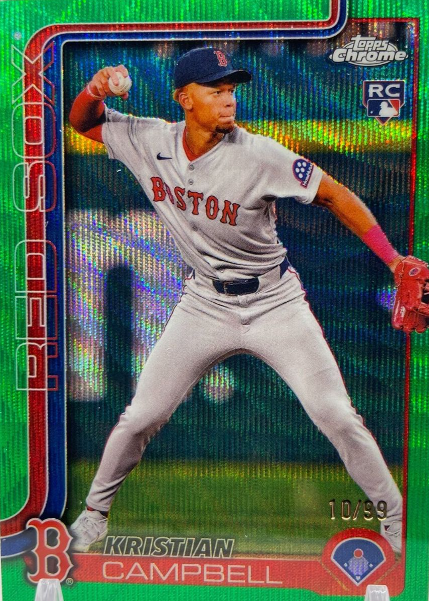 Kristian Campbell 2025 Topps Chrome #171 Green Wave Refractor /99