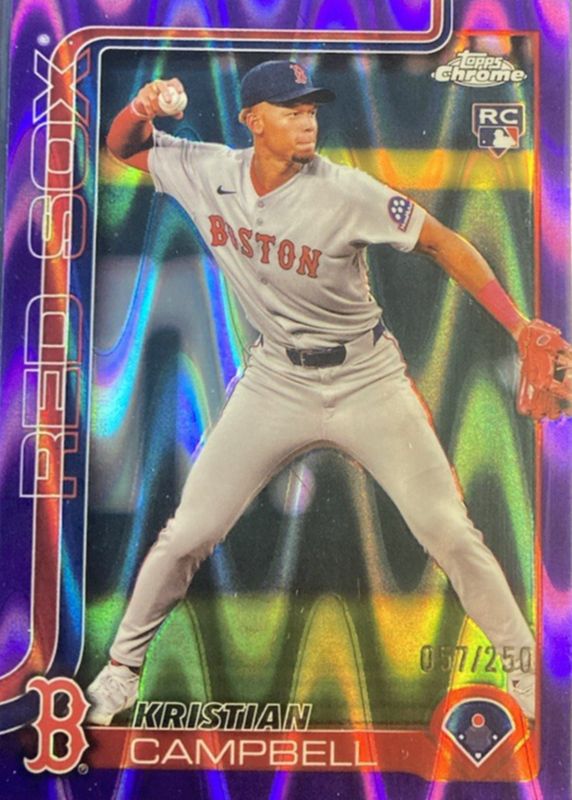 Kristian Campbell 2025 Topps Chrome #171 Purple RayWave Refractor /250 Rookie RAW