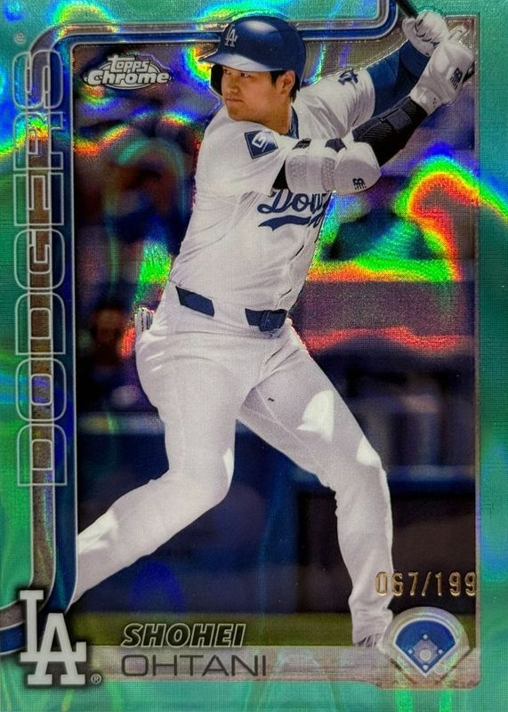 Shohei Ohtani 2025 Topps Chrome #1 Aqua Lava Refractor /199 RAW