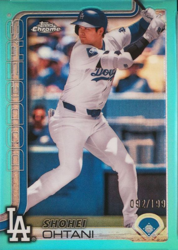 Shohei Ohtani 2025 Topps Chrome #1 Aqua Refractor /199 RAW