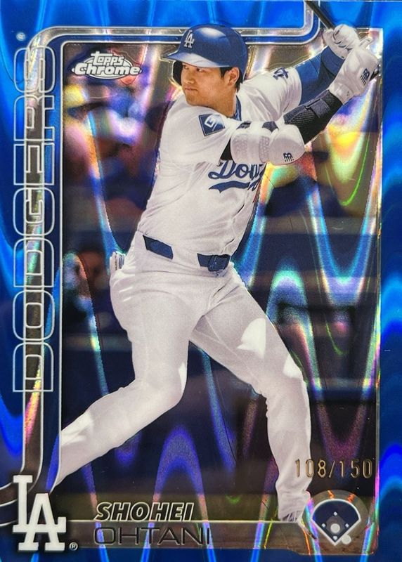Shohei Ohtani 2025 Topps Chrome #1 Blue RayWave Refractor /150 RAW