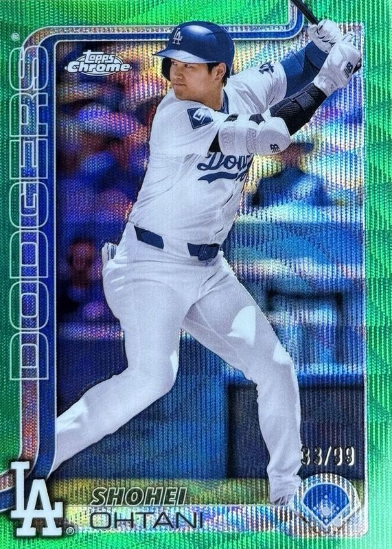 Shohei Ohtani 2025 Topps Chrome #1 Green Wave Refractor /99 RAW