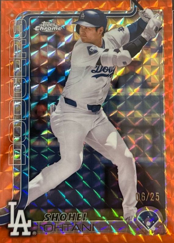 Shohei Ohtani 2025 Topps Chrome #1 Orange Geometric Refractor /25 RAW