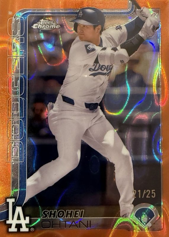 Shohei Ohtani 2025 Topps Chrome #1 Orange Lava Refractor /25 RAW
