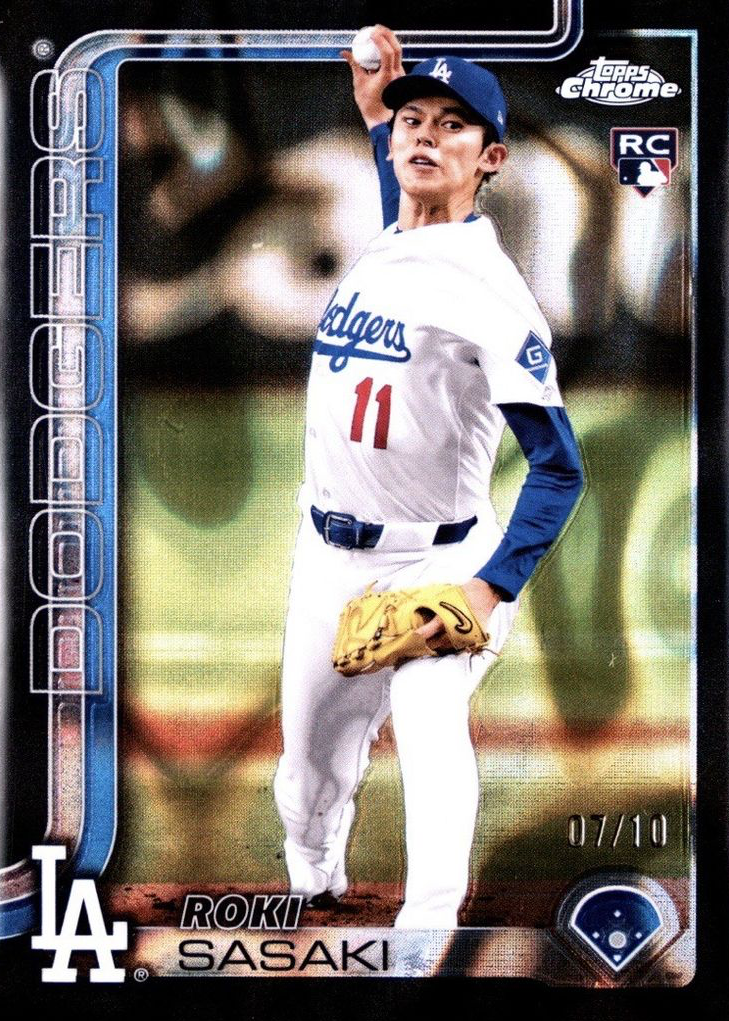Roki Sasaki 2025 Topps Chrome #217 Black Lava Refractor /10 Price
