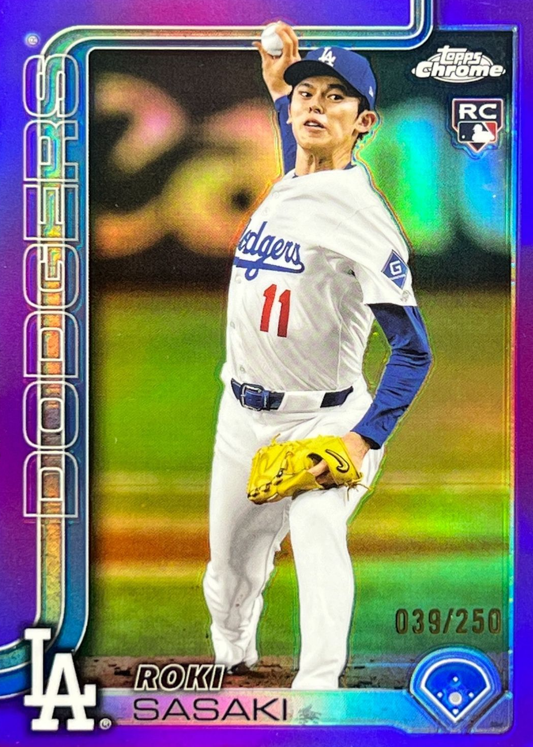 Roki Sasaki 2025 Topps Chrome #217 Purple Refractor /250 Price