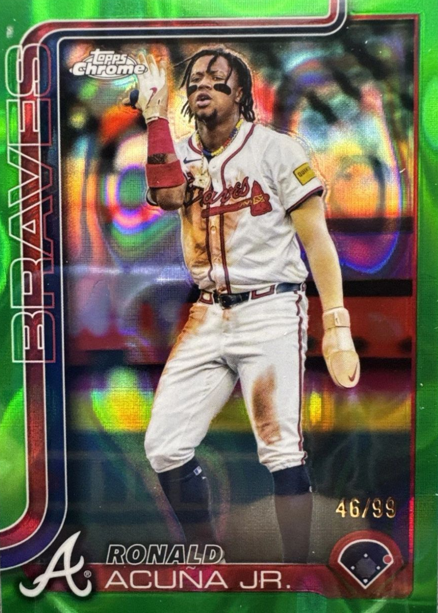 Ronald Acuna Jr. 2025 Topps Chrome #257 Green Lava Refractor /99